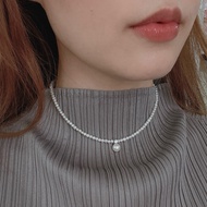 Baby pearl necklace with CZ stone mixed with Akoya pearls - Pearly Dolly Akoya pearls more than 7.5m