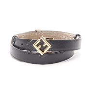 [Used] Fendi FENDI Belt FF Diamond Gold Hardware Reversible 8C0687ANH8F0E6E80 Black/Beige Leather FF