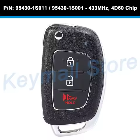 KEYECU OEM Flip Remote Car Key With 3 Buttons 433MHz 4D60 80Bit Chip Fob for Hyundai HB20 P/N: 95430