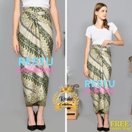 Rok Lilit Warp Skirt Serut Songket Jumputan Batik Panjang Wanita Bawahan Kebaya Kondangan Nikahan Wi