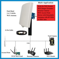 WiFi Antenna Outdoor Long Range, Outdoor WiFi Directional Antenna, Dual Band WiFi Panel Antenna 2.4G
