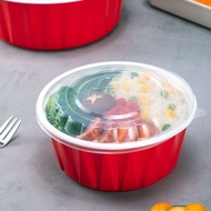高端家用一次餐盒可微波炉加热冷藏食品级PP材质圆形外卖红白碗1.2High-end Household One-time Lunch Box Can Be Heated and Refrigerate
