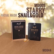 🔥ขายยกกล่อง 1 กล่อง มี 10 แผ่น 🔥MOODS STARRY SNAIL&amp;GOLD FACIAL MASK มาคหน้า หอย ทองคำ