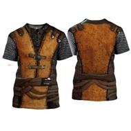 Knight Armor Cosplay T-shirt Pakaian Lelaki Cetak 3D Fesyen Kasual O-leher Lengan Pendek T Kemeja St