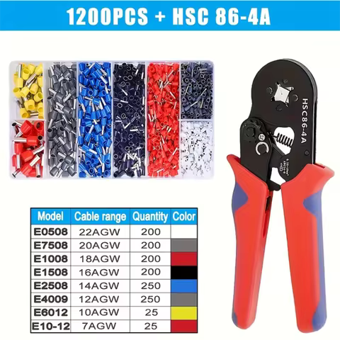 Crimper Plier HSC8 6-4 0.25-10mm ² 23-7AWG For Ferrule Tubular Terminals Ferrule Crimping Clamp Set