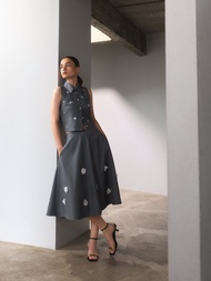 Pomelo. x Janesuda กระโปรงปักลายดอกไม้ / Pomelo. x Janesuda Floral Applique Skirt