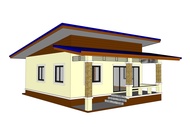 แบบบ้านโมเดิร์น ชั้นเดียว ขนาด 2 ห้องนอน 1 ห้องน้ำ 1 ห้องรับแขก 1 ห้องครัว ขนาดพื้นที่ตัวบ้าน 73.50 