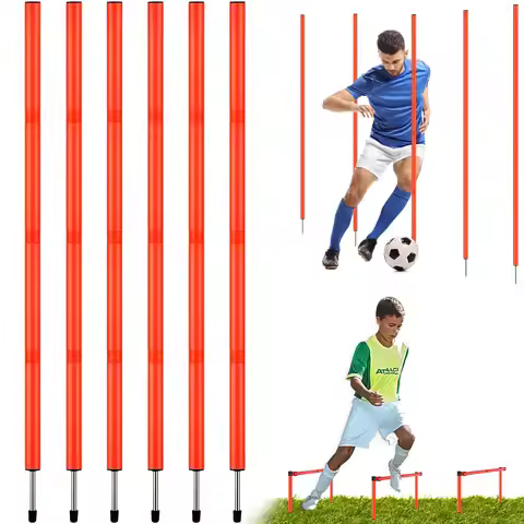 6PCS 6FT Adjustable Soccer Agility Training Poles Detachable Sports Training Speed Sticks Slalom Tra