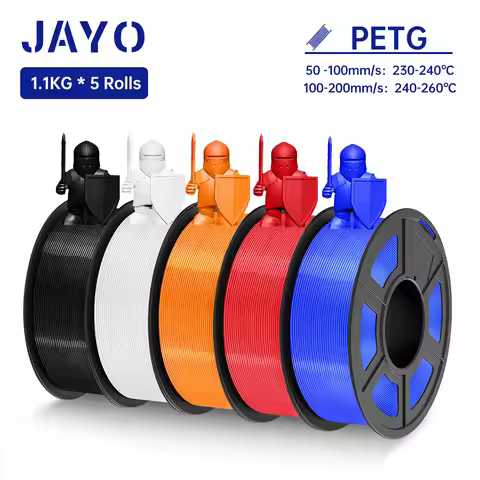 JAYO PETG Filament 1.75MM 5Rolls 3D Printer PETG 100% No Bubble for FDM 3D Printing Material 1.1KG/R
