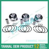 Quality Assured 3Pcs With Piston Ring+0.5Mm For Kubota D902-2Mm Engine Oversize
