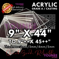 9 x 44 to 9 x 45++ inches acrylic sheet with 2mm, 3mm 4mm and 5mm / transparent akrilik