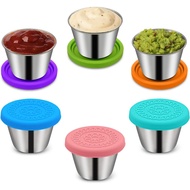 6 Pack 2.4oz/70ml Small Condiment Containers with Silicone Lids, Salad Dressing Container To Go, Sta