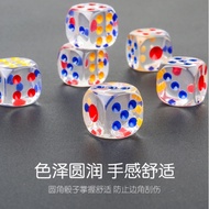 12pcs Transparent Dice with RedBlueYellow Dots/ 12粒红蓝黄圆点透明骰子/ 12 pcs Dadu dengan Merah Bir Kuning Pi