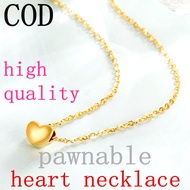 Pure 18k Saudi Gold Pawnable Necklace for Women - 3D Hard Gold Love Pendant O Word Chain Lucky Necklace Pure Gold Nasasangla Temperament Love Heart Vintage Jewelry for Women Gifts for Women Discount Sale kwentas for women gifts for women