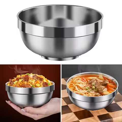 316 Stainless Steel Stainless Steel Bowls Double-layer Thick Durable Anti Scalding Bowls Canteen Bow