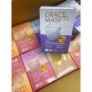 แมส Grace Mask ทรง3D กล่องละ30ชิ้น ยี่ห้อญี่ปุ่นแท้🇯🇵 ฟิลเตอร์กรอง3ชั้น สายรัดแบน ไม่เจ็บหู ผู้ชายก็ใส่ได้นะคะ