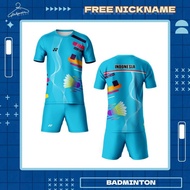 Kaos Baju Jersey Bulutangkis Olahraga Badminton Abstrak Blue 05 Pria