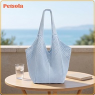 petsola Slouchy Knitted Tote Bag Bohemian Summer Tote Bag Roomy Spacious for Women