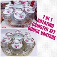 HOT! 7 IN 1 BALANG KUIH RAYA BUNGA VANTAGE/BEKAS KUIH KACA ROTATING CANISTER SET