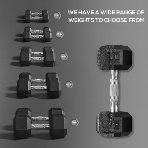 30LB Rubber Hex Dumbbell Set Non-Slip Ergonomic Grip Free Weights for Home Gym Workout Arm Muscle Bu
