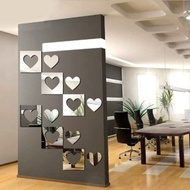 Interior point acrylic mirror deco sticker/heart puzzle (silver)