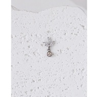 (1 Piece) 3-leaf stone earrings - Titanium G23