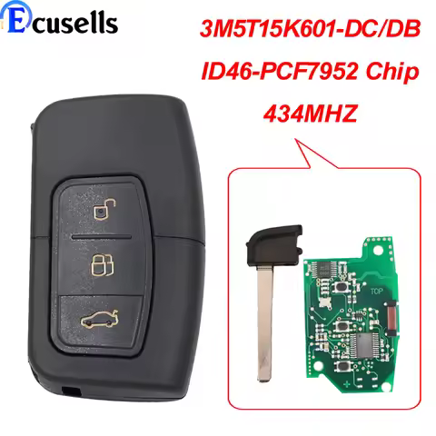 3 Button Remote Car Key ID46 PCF7952 Chip 434Mhz For Ford Focus Kuga C-Max MK2 Mondeo Galaxy Car Key