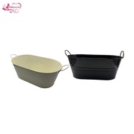 [Abbraccia] Ice Bucket Storage Container Sturdy Galvanized Oval Beverage Tub Drink Bucket Ice Tub