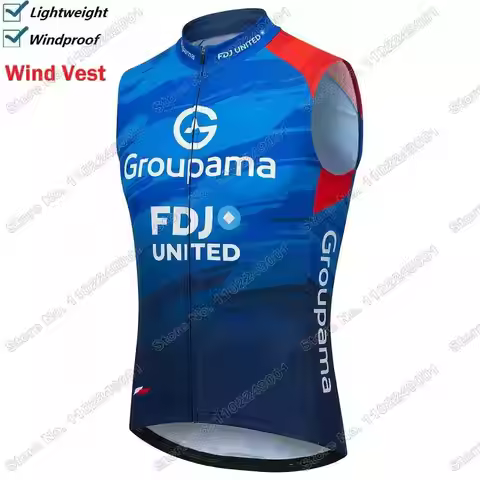 2026 FDJ Team Wind Vest Men Cycling Vest Windproof Road Cycling Jersey Sleeveless France Bike Windbr