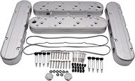 1 Set SHLPDFM Satin Smooth Cast Aluminum 2-Piece Valve Covers with Coil Mounts and Covers Fits for G
