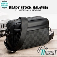 Outdoor Casual Fashion Men Sling Bag PU Leather Shoulder Messenger Bag Beg Silang Lelaki Perempuan