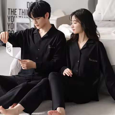 Spring Couple Japan Pajamas Set Women Men Cotton Soft Pyjamas Sleepwear Loose Homewear Fashion Pyjam
