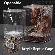 WISDOMEST 1Pcs Reptile Feeding Box, Anti-Escape Acrylic Ecological Desert Landscaping Box, Durable H