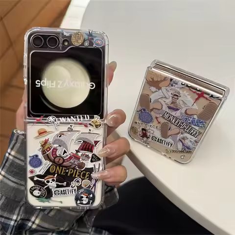 3D Anime Cute O-One P-Piece Luffy Folding flip Magsafe Wireless Charge Case For Samsung Z Flip 3 4 5