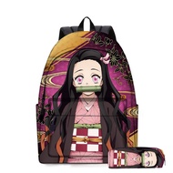[LXYH- COSER KING] 2021 Demon Slayer: Kimetsu no Yaiba นักเรียนหญิงใหม่กระเป๋าการ์ตูนกระเป๋าเป้สะพายหลังกระเป๋าเป้สะพายหลังผ้าใบกระเป๋า กล่อง ดินสอ กระเป๋าส
