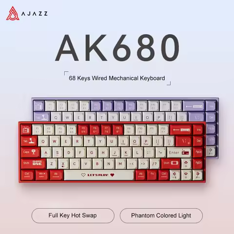 AJAZZ AK680 Mechanical Keyboard ABS Keycap 68 Keys Wired Wireless Bluetooth Gamer Keyboard Hot Swap 