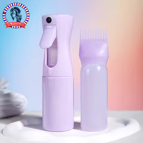 WANMEI 2 PCS Plastic Continuous Spray Bottles with Root Comb Applicator Refillable Fine Hair Dye Bot