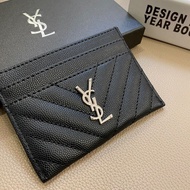 YSL 2024 New V-shaped Litchi Pattern High-value, Thin, Light, Five-card, Large-capacity Card Holder,