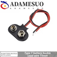 ADAMESUO 10Pcs Battery Holder Clip, I / T Type Cable Snap on Battery Clip Connector, Black Red Cable