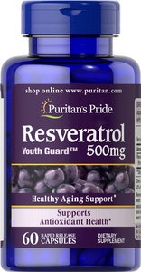 Puritan's Pride - 白藜蘆醇500毫克60粒[此日期前最佳:2026年6月底]