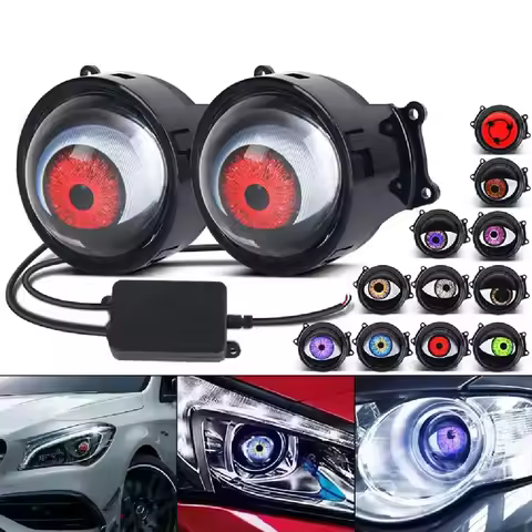 LED Car Dynamic Devil Eye Large Light 3-inch 33 Mode Car Light Remote Modification Eagle Eye 3D Lens