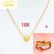 Ready Stock In Singapore 916 Gold Necklace for Women 24k Pendant Chain Jewellery Women-transfer Beads and Give A Ring