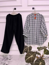 COD Setelan Combinasi WANITA Terlaris JUMBOO MOTIF SALUR / Sett cell Rayon twill / setelan baju ke