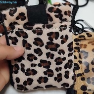 DWAYNE Hanging Neck Coin Purse, PVC Zipper Bag Leopard Print Mini Wallet, Convenient Polyester Blue 