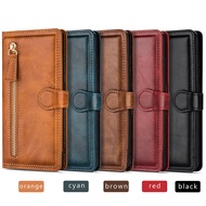 Samsung S25 S23 Ultra Flip Cover Leather Case S24 S22 Zipper Phone A72 A71 A53 A52 A51 Card Protecti