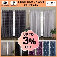 C#1 YUME 2IN1 HOOK&amp; ROD Curtain/ Langsir 120cm X 210cm Semi Blackout/Short/Long/ Door Curtain/ Pintu Curtain