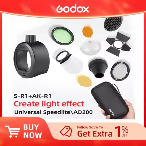 Godox AK-R1 S-R1, Barn Door, Snoot, Color Filter, Reflector, Honeycomb, Diffuser Ball Kits for Godox
