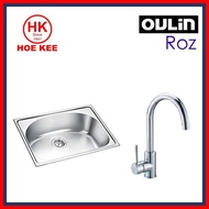 (SINK + SINK MIXER) Oulin OL-205 Stainless Steel Kitchen Sink + KrisRoz KS46008 Sink Mixer