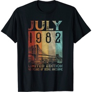 Vintage 1982 40 Years Old Made In July 1982 40Th Birthday T-Shirt