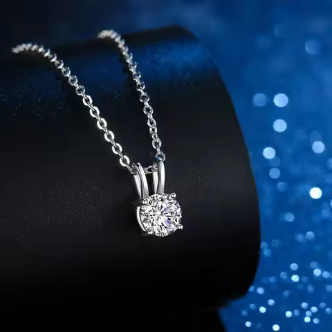PT950 Platinum Round Hat Necklace Pendant 1CT Moissanite Women's - Polished diamond edges, high-end,